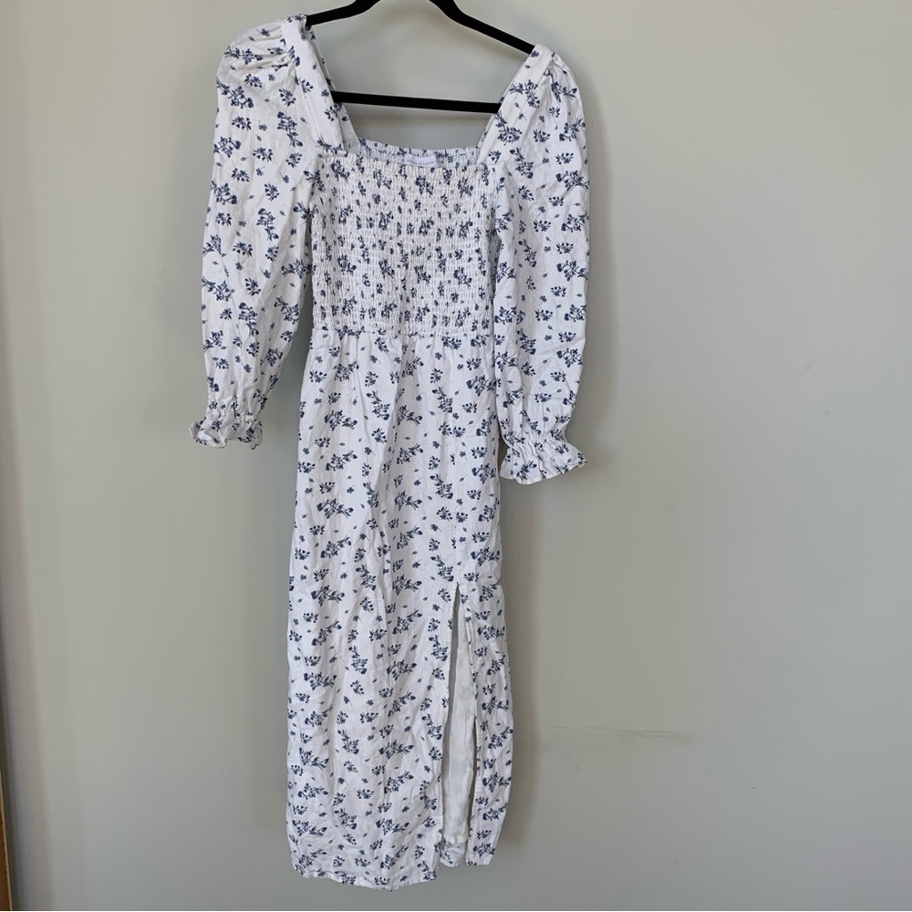 House of‎ Harlow 1960 White with Blue Flowers Dress Size XS